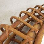 Ronde Vintage Spiegel Met Bamboe Rand In De Stijl Van Franco Albini thumbnail 9