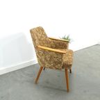 Stoffen Fauteuil Met Houten Leuning En Bladeren Vintage thumbnail 6