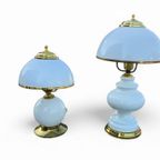 2 X Classic White Opaline Glass Table Lamps 1970s thumbnail 7