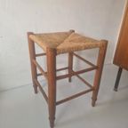 Rustiek Mid Century Krukje Met Biezen Zitting thumbnail 6
