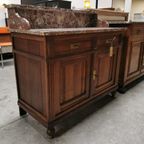 Vintage Frans Dressoir Commode, Ladekast Badkamermeubel Met Marmer Blad 209 thumbnail 17