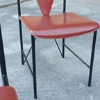 Set Van 4 Vintage Postmodern Leren Eetkamerstoelen thumbnail 11