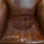 Stijlvolle Rundleren Fauteuil/ Armchair Met Mooie Ronde Vormen En Een Tijdloze Uitstraling thumbnail 6