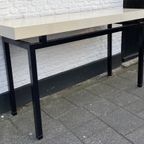 Stoere Strakke Sidetable / Wandtafel Met Zwart Metaal Onderstel, 160 X 52 Cm, 88 Cm Hoog Reliving thumbnail 2