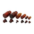 Echte Oude Apotheker Potten Medische Flessen Set Bruin Amber Glas thumbnail 9