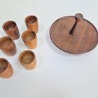 Set 6 Vintage Eierdopjes Teak Hout Denmark ’60 Mid Century thumbnail 5