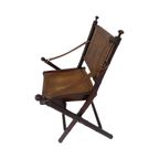 Officer’S Chair - Wood And Leather Upholstery - Military Campaign Style thumbnail 6