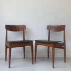 Vintage Houten Eetkamerstoelen Met Zwart Skai Leren Zitting thumbnail 6