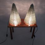 2 Glass Cones Table Lamps - Tafellamp 1970S Italy 25 X 40Cm thumbnail 2