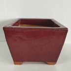 Set Vintage Bloempotten Keramiek Bordeauxrood thumbnail 3