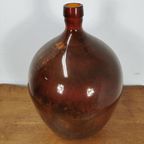 Grote Brocante Bruine Glazen Wijnfles, Gistfles, Vaas, Fles thumbnail 7