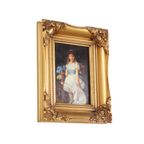 Charmant Schilderij Jong Meisje Gouden Lijst Lady Sybil Primrose thumbnail 2