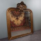 Grote Antieke Franse Schouw Spiegel Met Prachtig Ornament thumbnail 2
