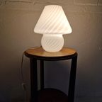 Murano Witte Swirl Mushroom Lamp, Jaren 70 thumbnail 11
