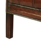 Oude Chesterfield Zetel Bruin Leder Wingchair Oorfauteuil thumbnail 9