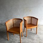 Mid Century Armchair In Cane And Wood ( 9 Pieces Available) thumbnail 8