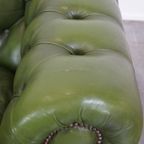 Comfortabele, Groene, Rundlederen Ruime 3 Zits Engelse Chesterfield Bank thumbnail 12