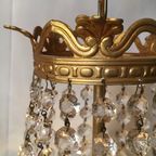 Zakkroonluchter Hanglamp Frans Kristal Vintage Goud thumbnail 12