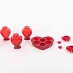 Swedish Art Glass ‘Heart’ Candle Holders With Vases From 1970’S thumbnail 2