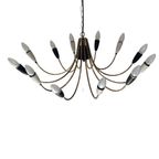 Vintage 50’S Mcm Ceiling Light - In The Style Of Stilnovo - Xl Chandelier - Restored / Polished - thumbnail 11