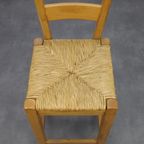 Set Of 4 Bar Stools In Solid Oak And Rattan, 1970s thumbnail 8