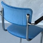 Tubax Eetkamerstoel Vintage Sledestoel Buisframe Stoel Blauw thumbnail 3