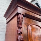 Heel Mooi Antiek Engels Mahonie Driedelig Kabinet, Met Planken En 3 Lades, 210 Cm Hoog thumbnail 7