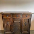 Vintage Bohemian Houten Dressoir Met Houtsnijwerk thumbnail 14