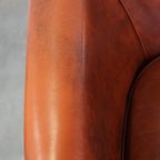 Set Van Een Strakke, Luxe, In Goede Staat Verkerende Oxblood Rode Rundleren Bank + Clubfauteuil thumbnail 9