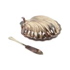 Vintage Coquille Schelp Boterschaal Mes Verzilverd Metaal Queen Anne thumbnail 6