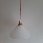 Vintage Driehoek Opaal Opaline Melkglas Wit Hanglamp Glas thumbnail 5