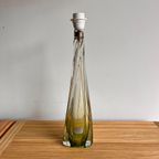 Val St Lambert Groene Kristal Glas Lamp Vintage thumbnail 7