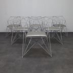 6x Geometric Wire Frame Dining Chairs, Rare thumbnail 2