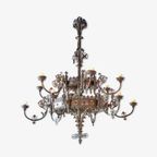 Large Antique Metal Chandelier thumbnail 2