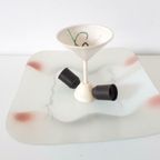 Vintage Plafond Lamp Plafonniere Fifties Glazen Schaal Lamp thumbnail 2