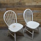 Spijl Stoelen Beukenhout Wit Geschilderd Retro thumbnail 3