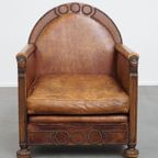 Prachtige, Karaktervolle En Unieke Luxe Schapenleren Art Deco Design Fauteuil/ Armchair thumbnail 5