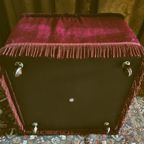 Vintage Boho Fluwelen Gecapitonneerde Poef Met Franjes thumbnail 2