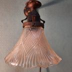Vintage Plafoniere, Plafond Lamp, Helder Reliëf Glas thumbnail 12
