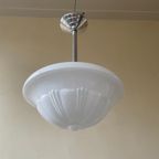 Lamp Hanglamp Art Deco 1930 Ufo Vorm Wit Glas Frans thumbnail 5