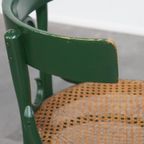 Leuke Groene Sierlijke Vintage Bistro Stoel Met Een Gematte Rieten Zitting thumbnail 9