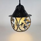 Vintage - Smeedijzeren Hanglamp - Metaal - Glas - 3E Kwart 20E Eeuw thumbnail 2