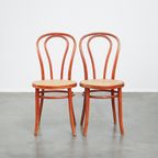 Super Charmante Set Van 2 Rode Vintage Thonet Design Bistrostoelen thumbnail 2