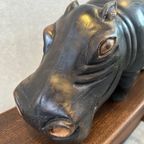 Xl Sculptuur Nijlpaard In Tropisch Hardhout thumbnail 6