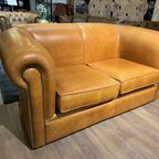 Engelse Chesterfield Bankstel Plain 2,5 + 2 Zits Camel Leer thumbnail 6