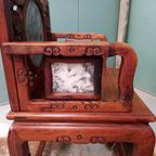 Antiek Palissander Bureau Met Ingelegd Marmer En Bijpassende thumbnail 3