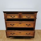 Vintage Frans Dressoir Commode, Ladekast Badkamermeubel Met Marmer Blad 207 thumbnail 6