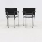 Set Of 2 Italian Modern Saddle Leather And Chromed Steel Chairs 1980S thumbnail 6