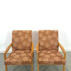 Houten Vintage Fauteuils Met Bloemenstof thumbnail 2