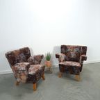 Set Bloemen Fauteuils Met Houten Poten thumbnail 2